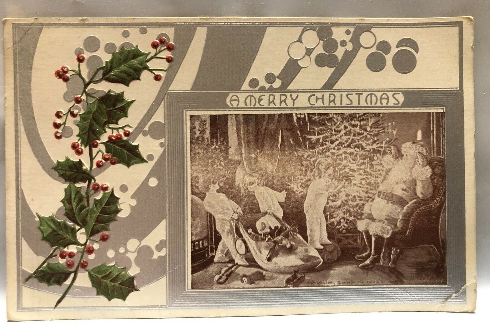 1908 Post Card Merry Christmas Santa Claus