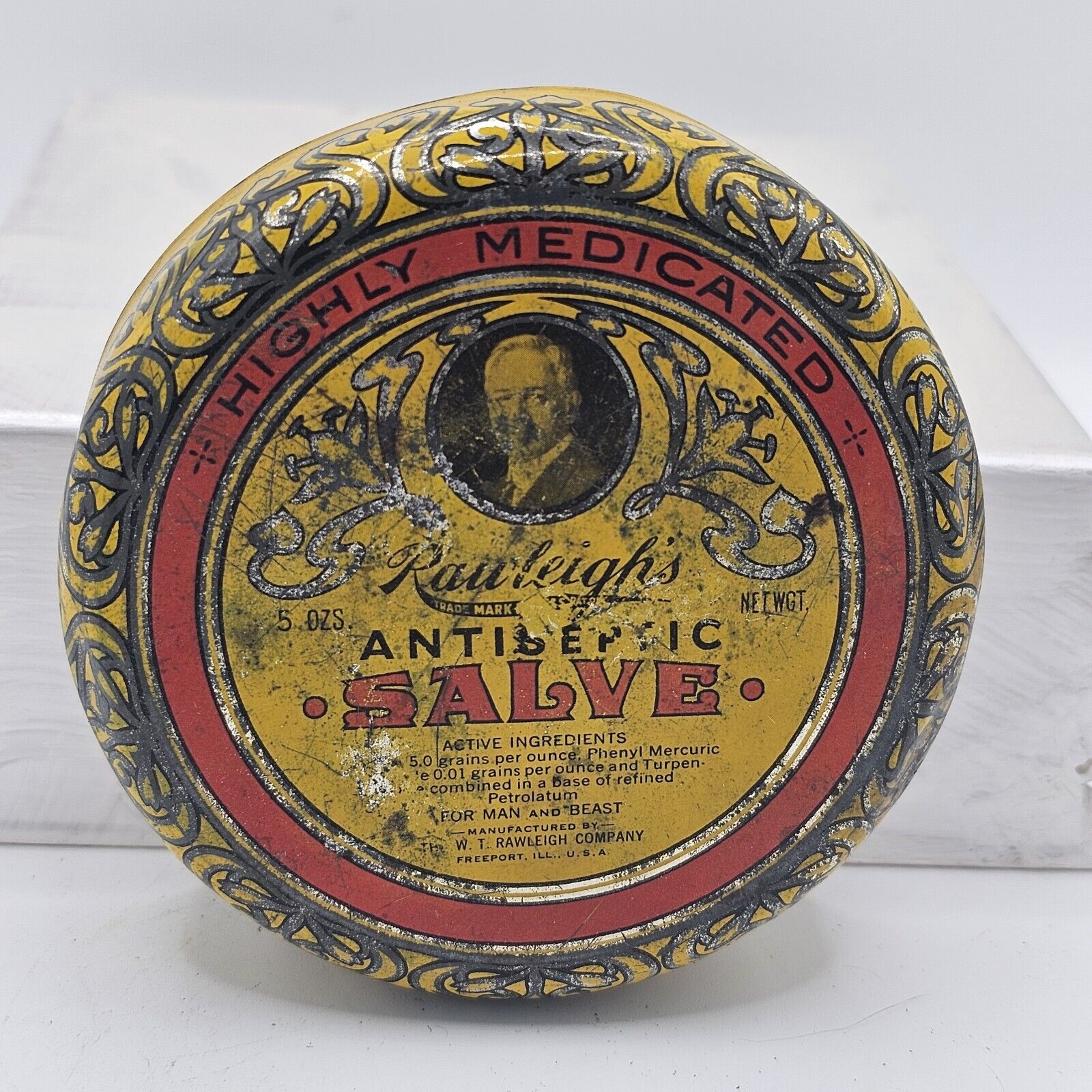 Vintage Rawleigh's Antiseptic Salve 5oz Tin