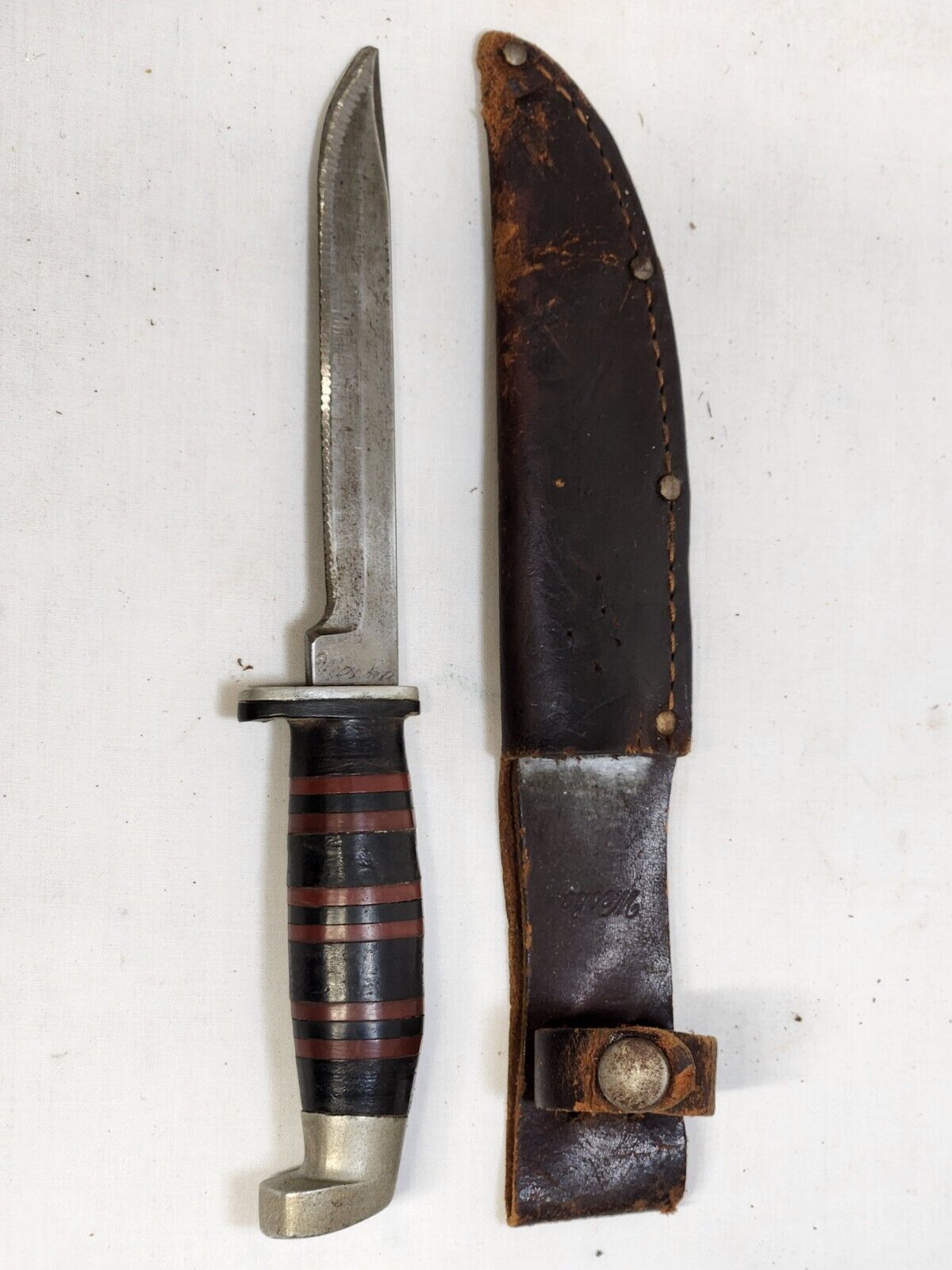 Weske Knife Fixed Blade With Sheath Sandusky Ohio Vintage Hunting Knife