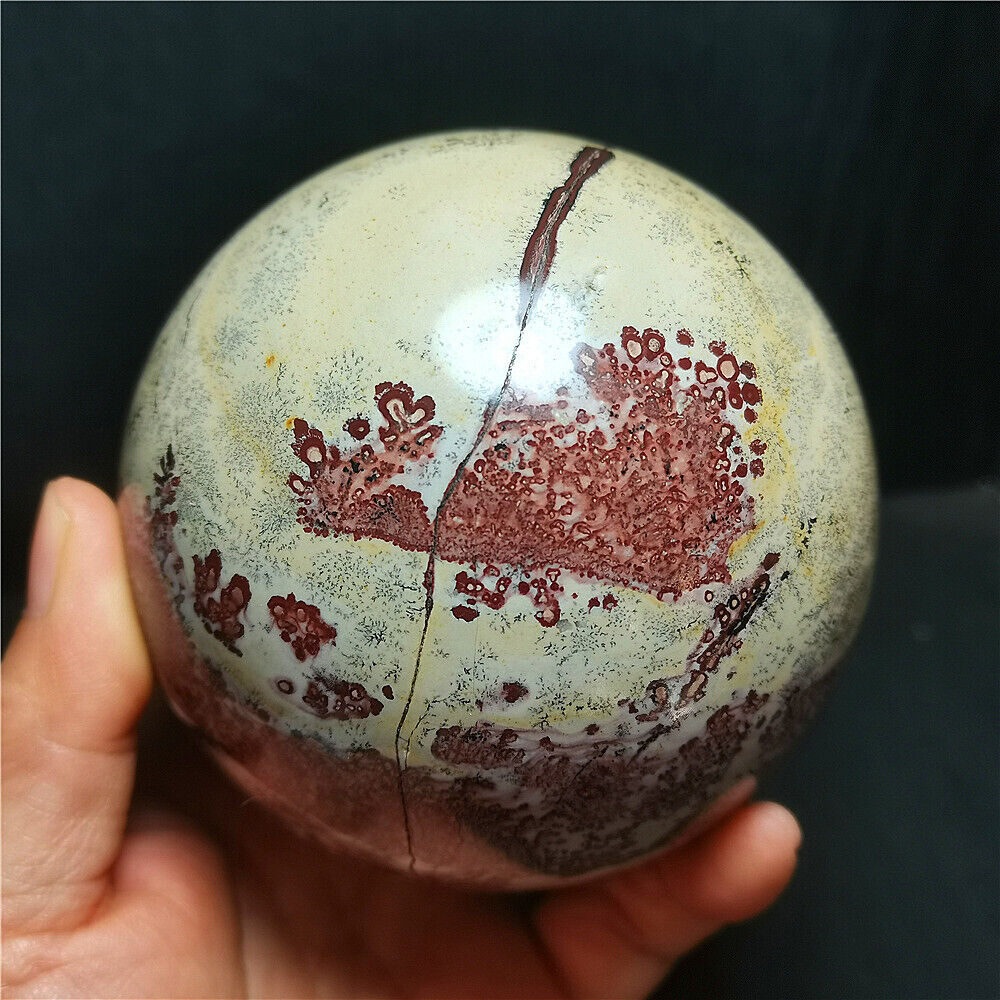 TOP 1210g Natural Colored Chinese Painting Agate Crystal Ball Healing WD1348