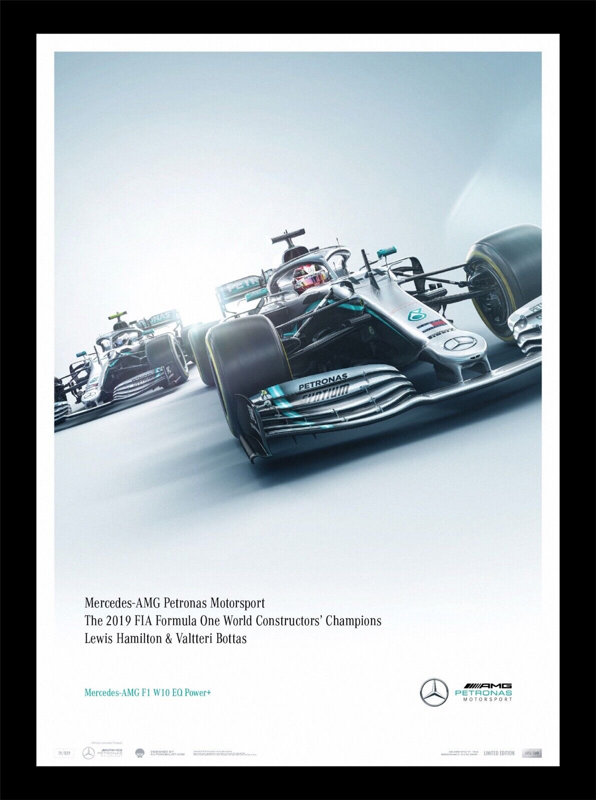 2019 Mercedes-AMG W10 Petronas Formula 1 Hamilton Bottas Art Print Poster LtdEd