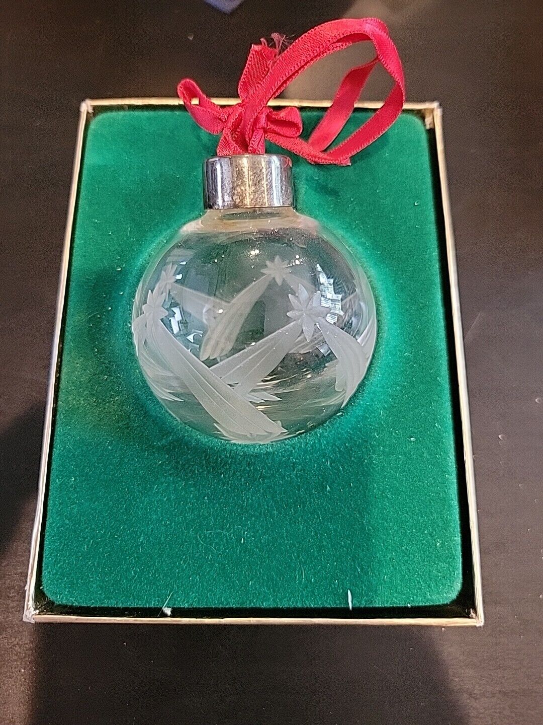 LENOX Christmas Ornament Annual 1988 Lead Crystal Glass Ball Bethlehem Star