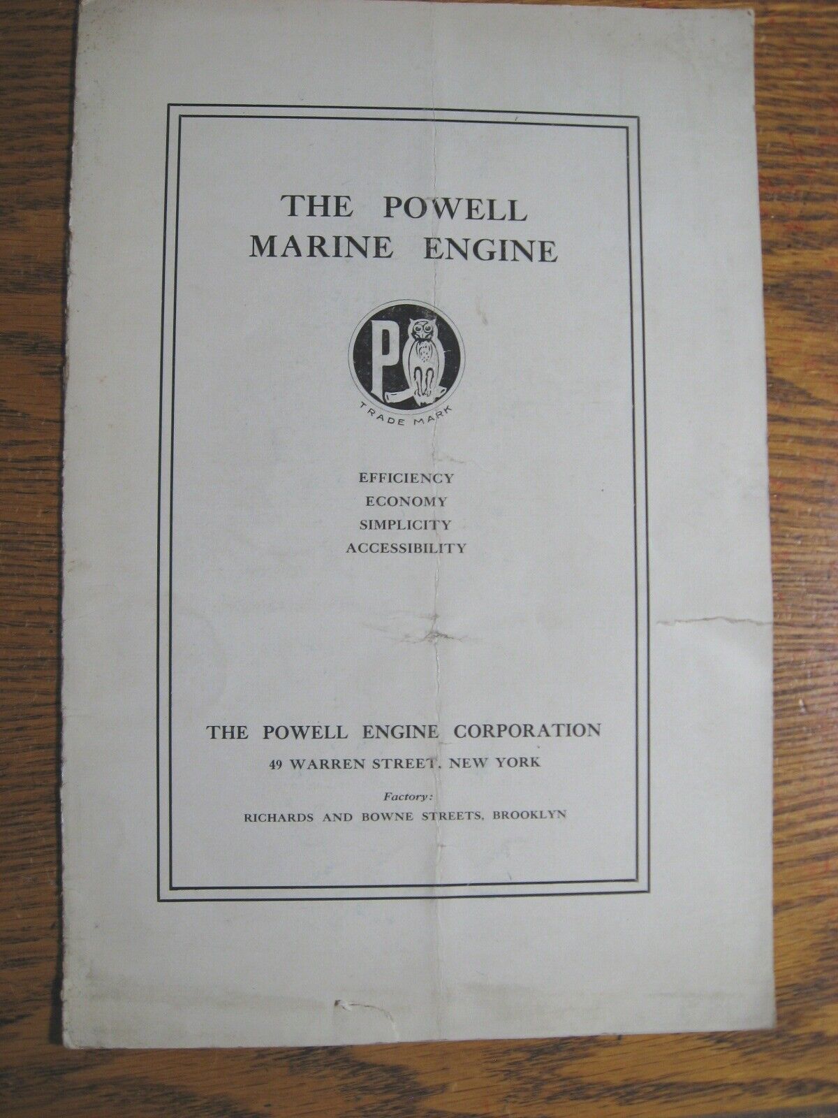 1909 1910 1911 Powell Marine Engine Brochure Catalog w Price Insert, Brooklyn