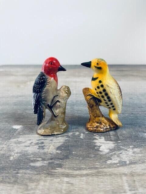 2 Vintage Miniature Birds Farmhouse Decor, Bird Watcher Wildlife Figurine 