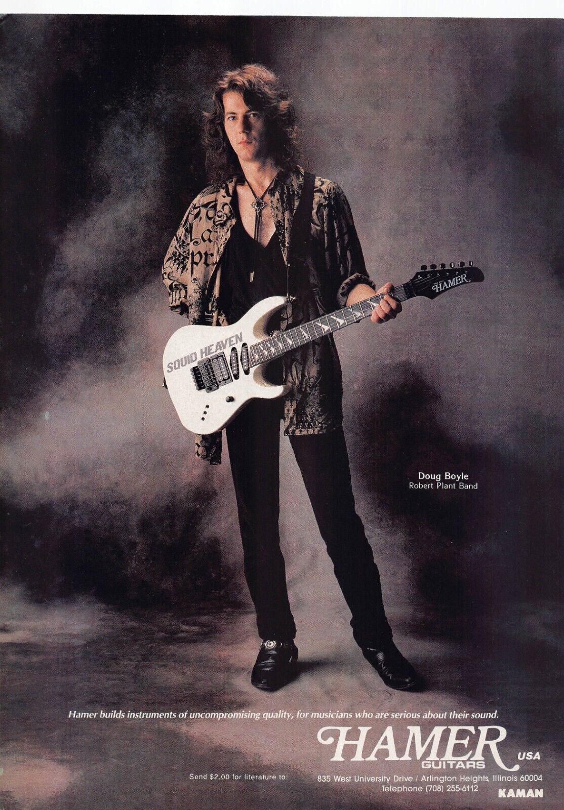 Hamer Guitars Magazine Print Ad Doug Boyle (Robert Plant Band) Endorsed