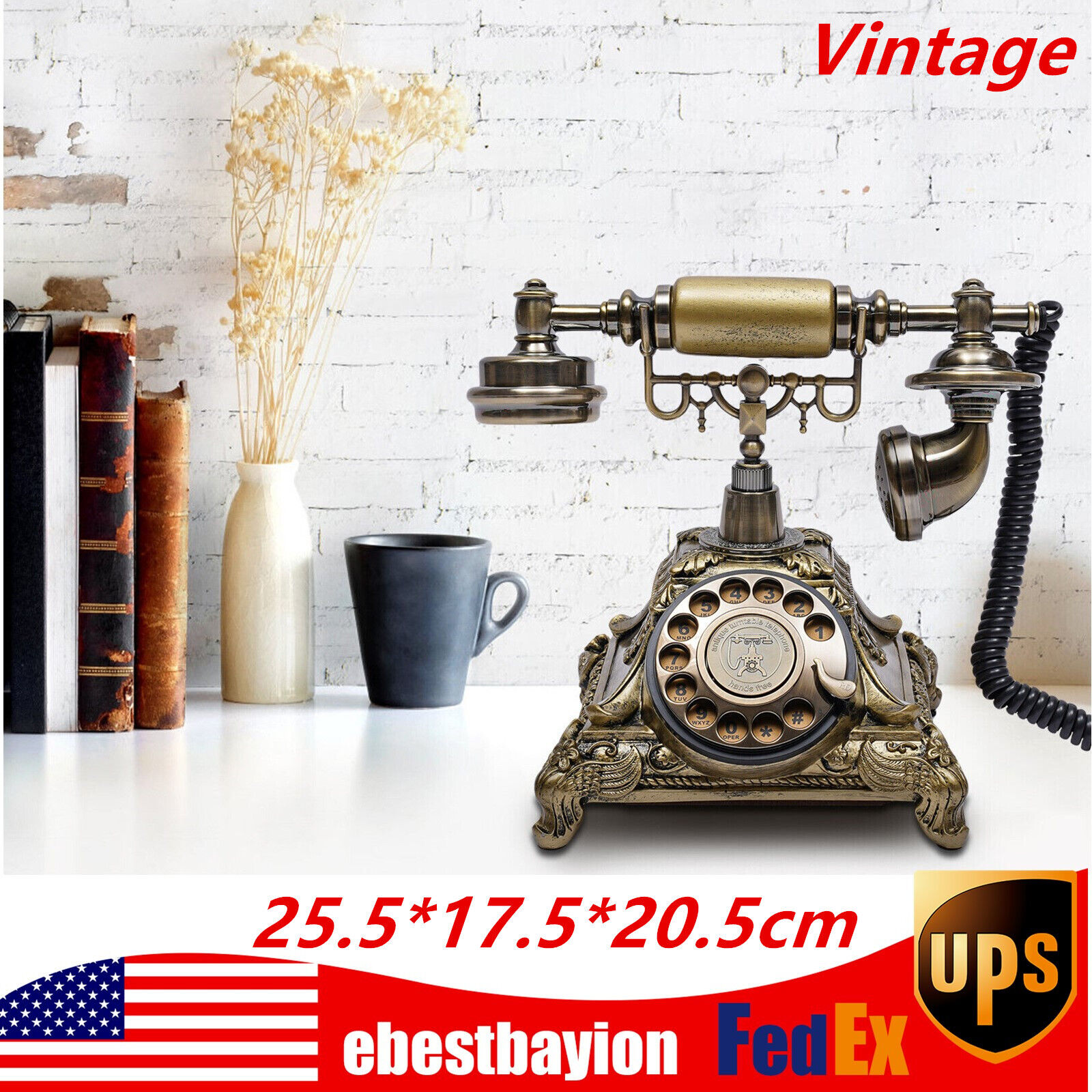 Vintage Handset Rotary Dial Phone Antique Old Fashioned Telephone European Style