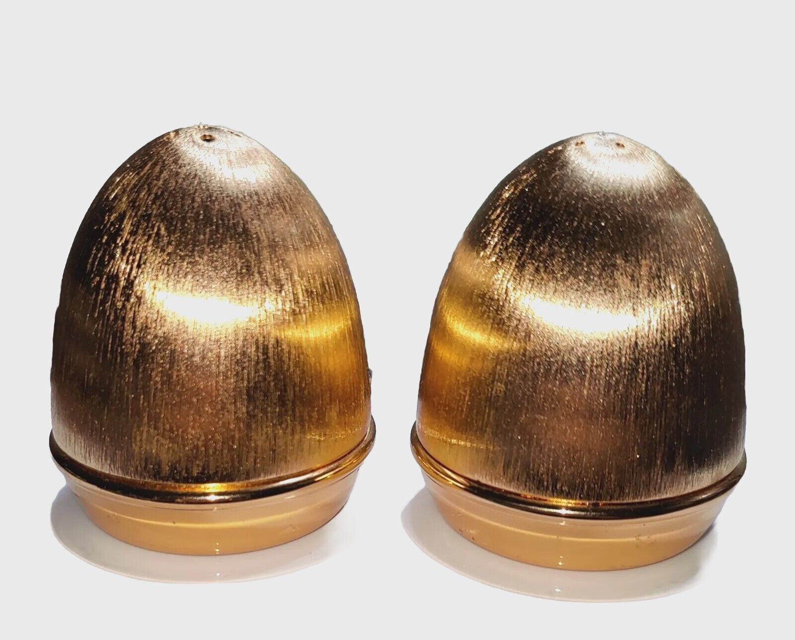 VTG Napier Salt Pepper Shakers Gold Tone Egg Shaped Dining MCM Easter 