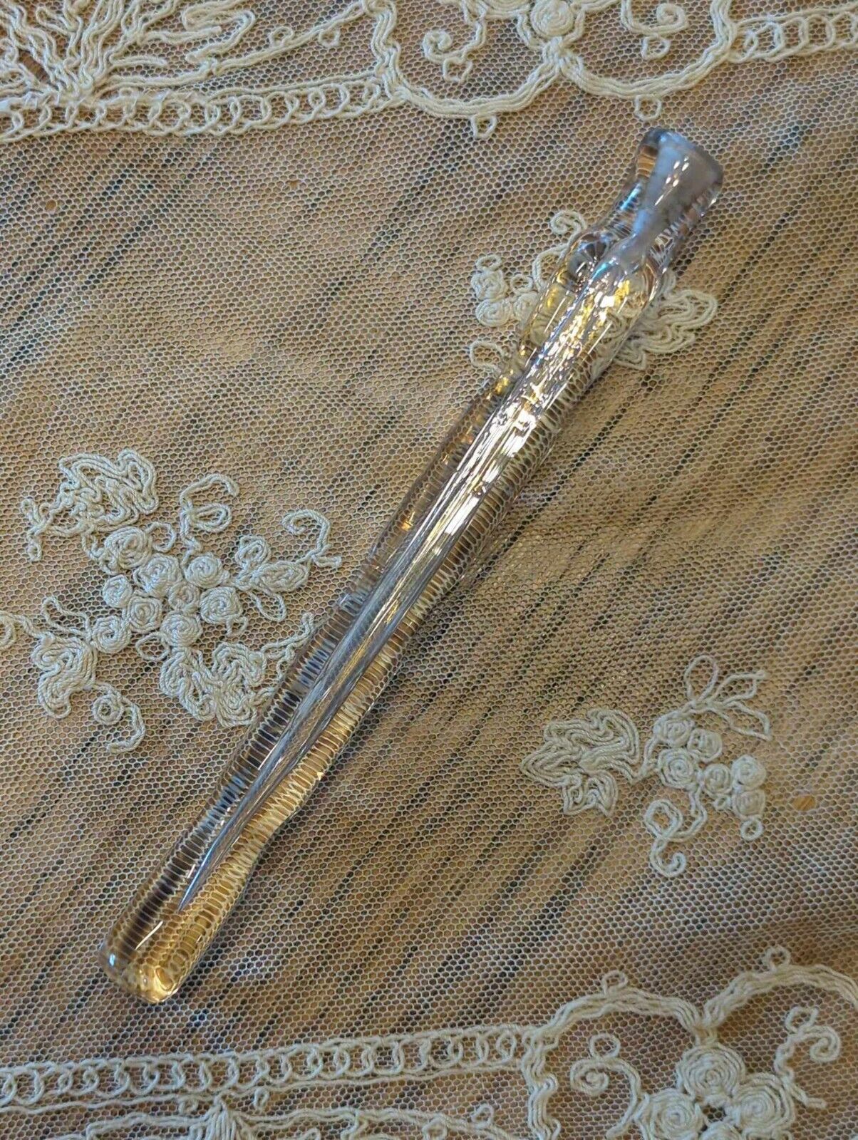 Antique Victorian Era 1860s Cut Glass Perfume Scent Vial, Tear Catcher