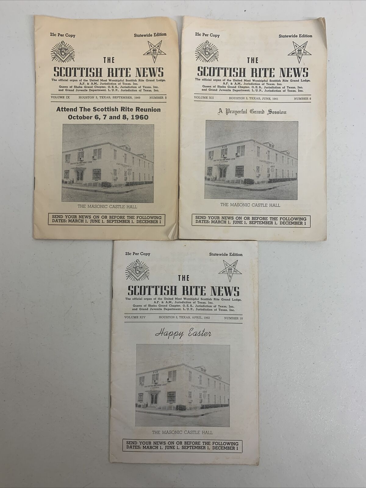 3 The Scottish Rite News pamphlets Texas Statewide Edition 1960s