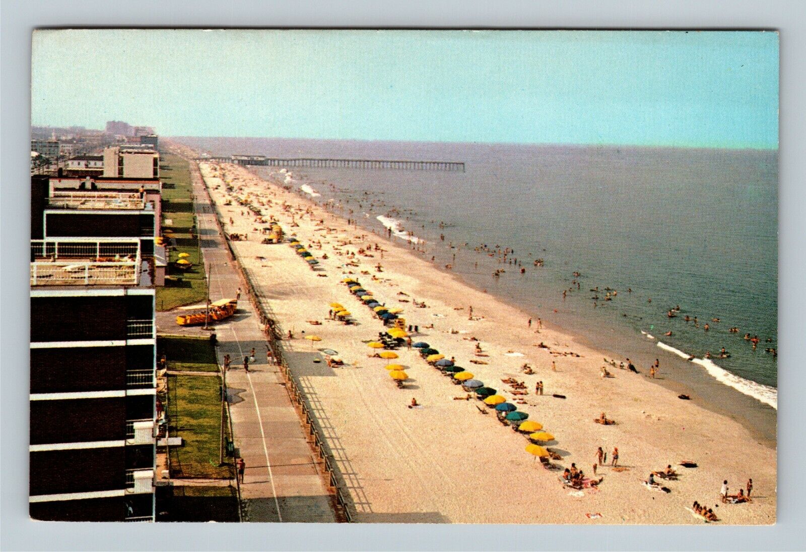 Virginia Beach VA, Aerial View Bathers On Beach, Virginia Vintage Postcard