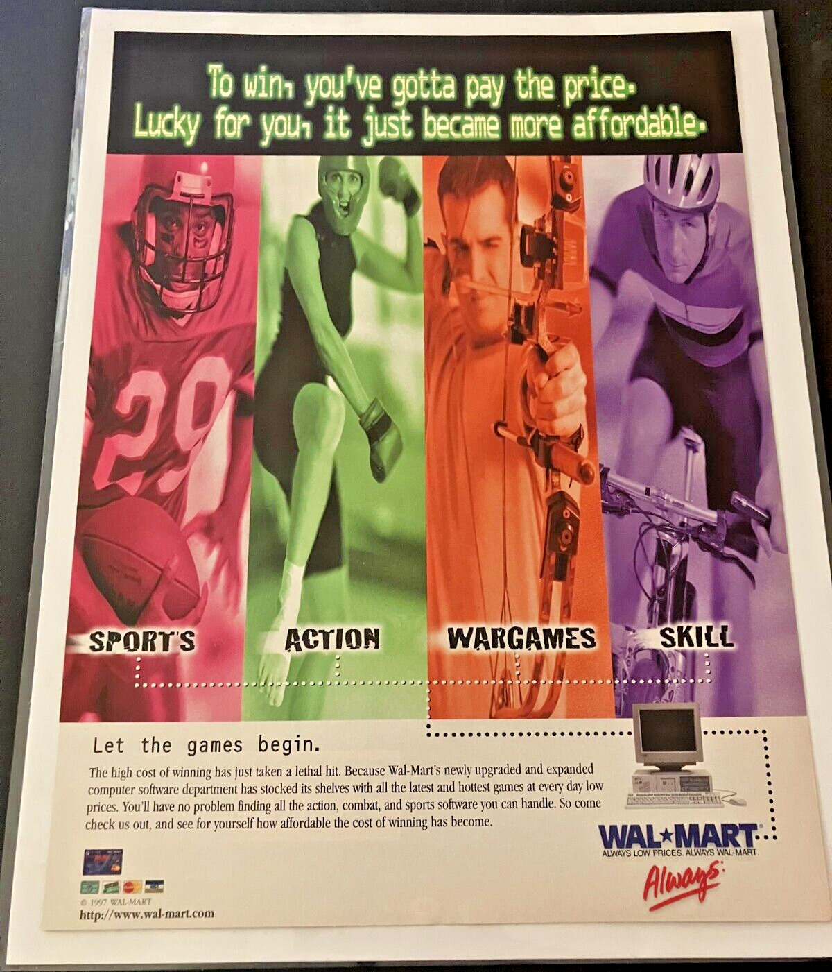 Walmart - Vintage Original 1997 Gaming Print Ad / Poster / Wall Art - MINT