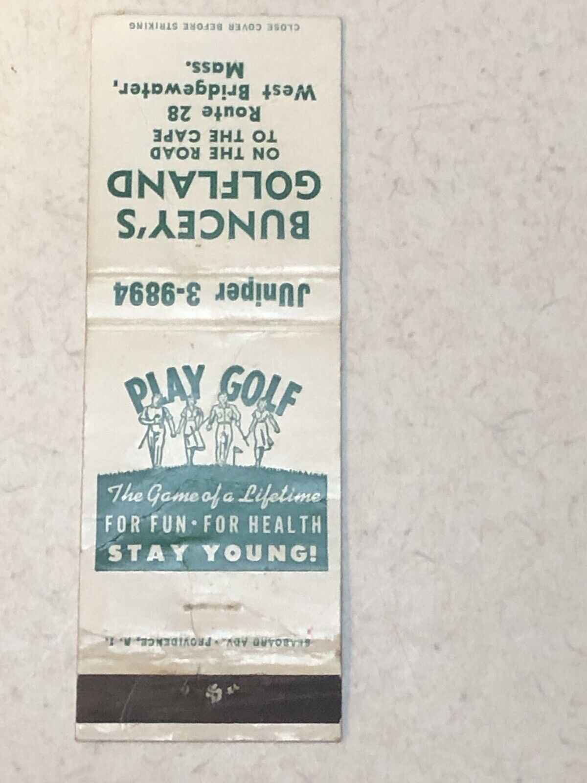 Vintage West Bridgewater MA GOLF Advertising Matchbook- Buncey’s Golfland - Cape