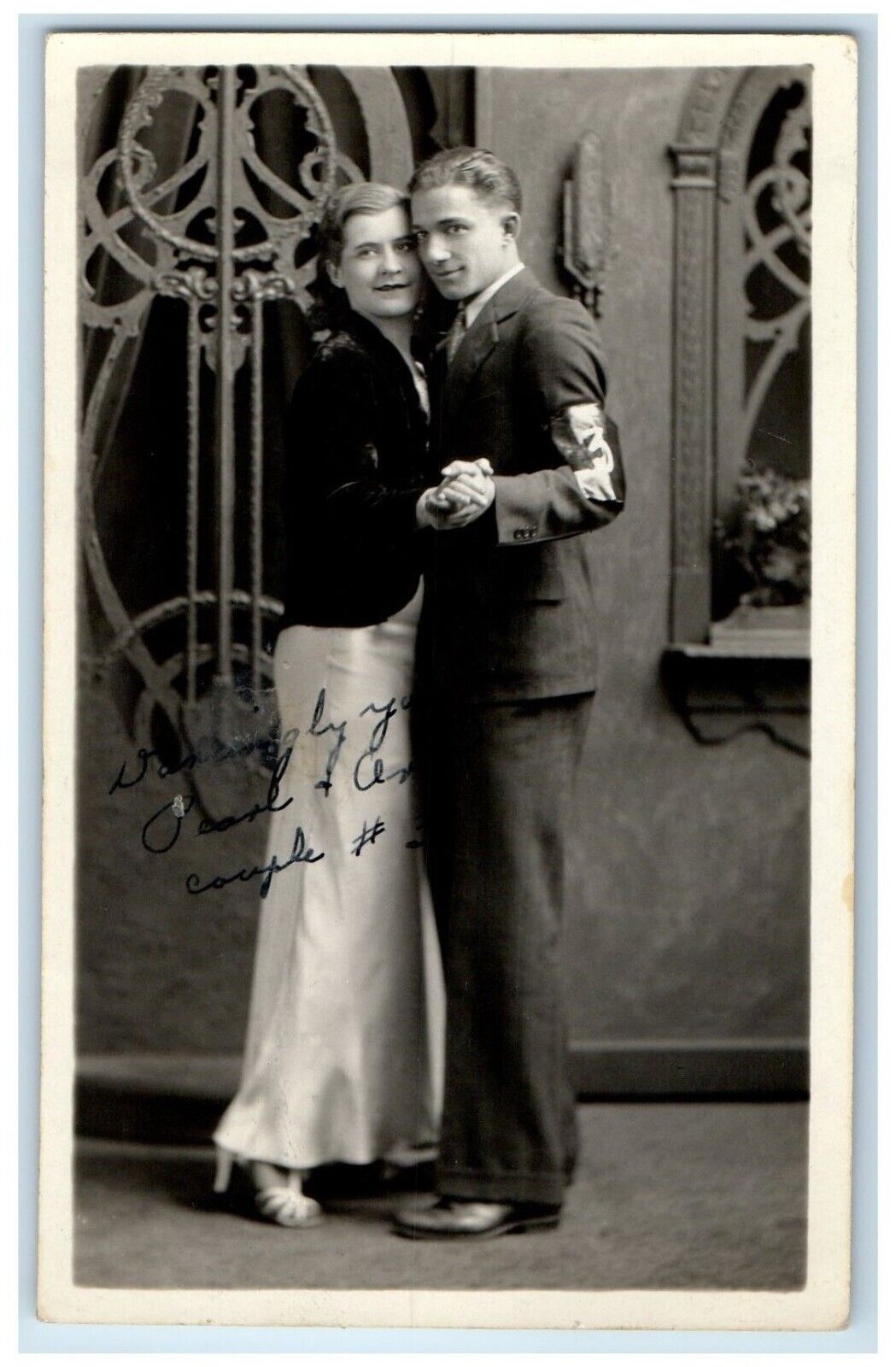 c1930's Couple Romance Dancing Contest RPPC Photo Posted Vintage Postcard