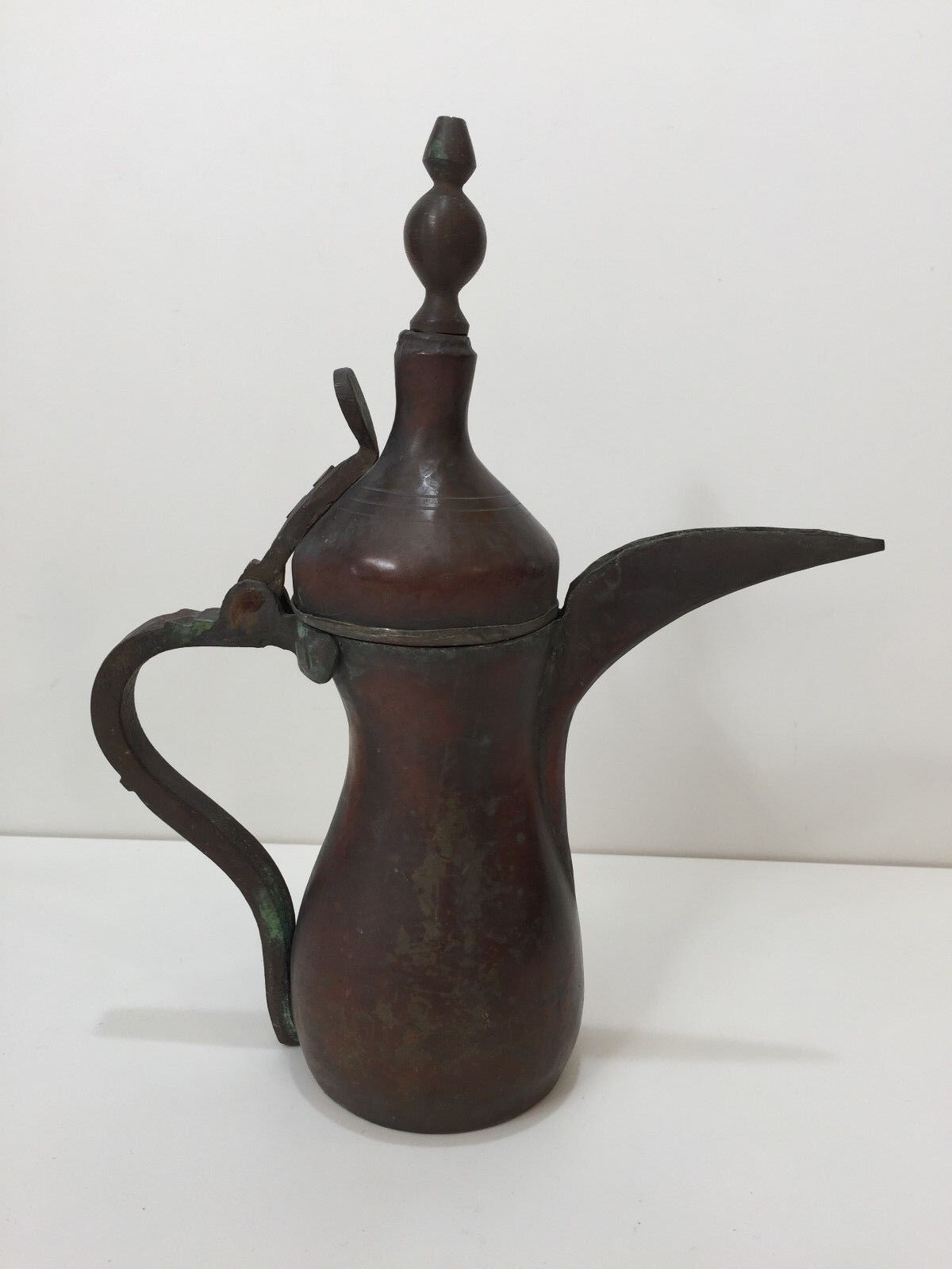 Antique Islamic Heavy Brass Turkish Ottoman Marked Dallah Pot, 10 1/4\