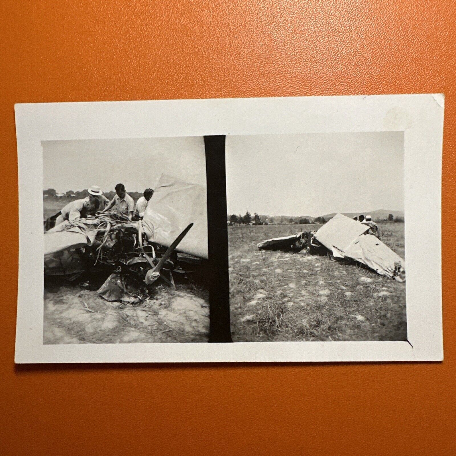VINTAGE PHOTO 1940s Airplane crash disaster photo Original Aviation Plane Wreck