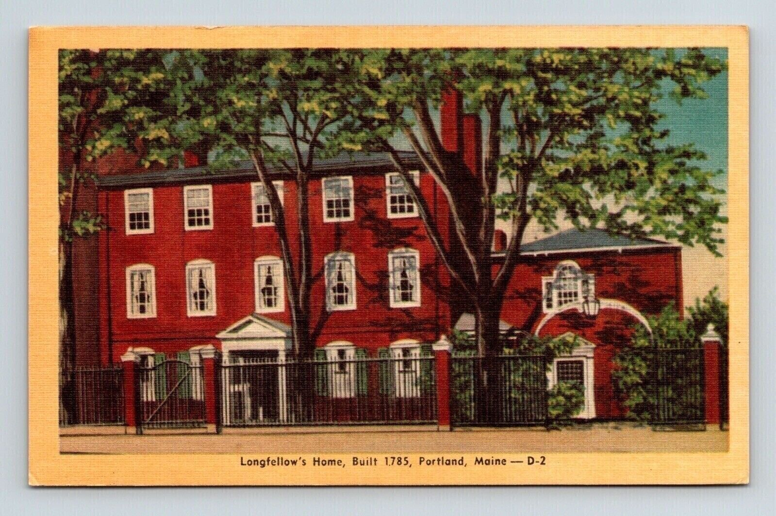 Longfellows Home Built 1785 Portland Maine ME Postcard UNP VTG Dexter Unused