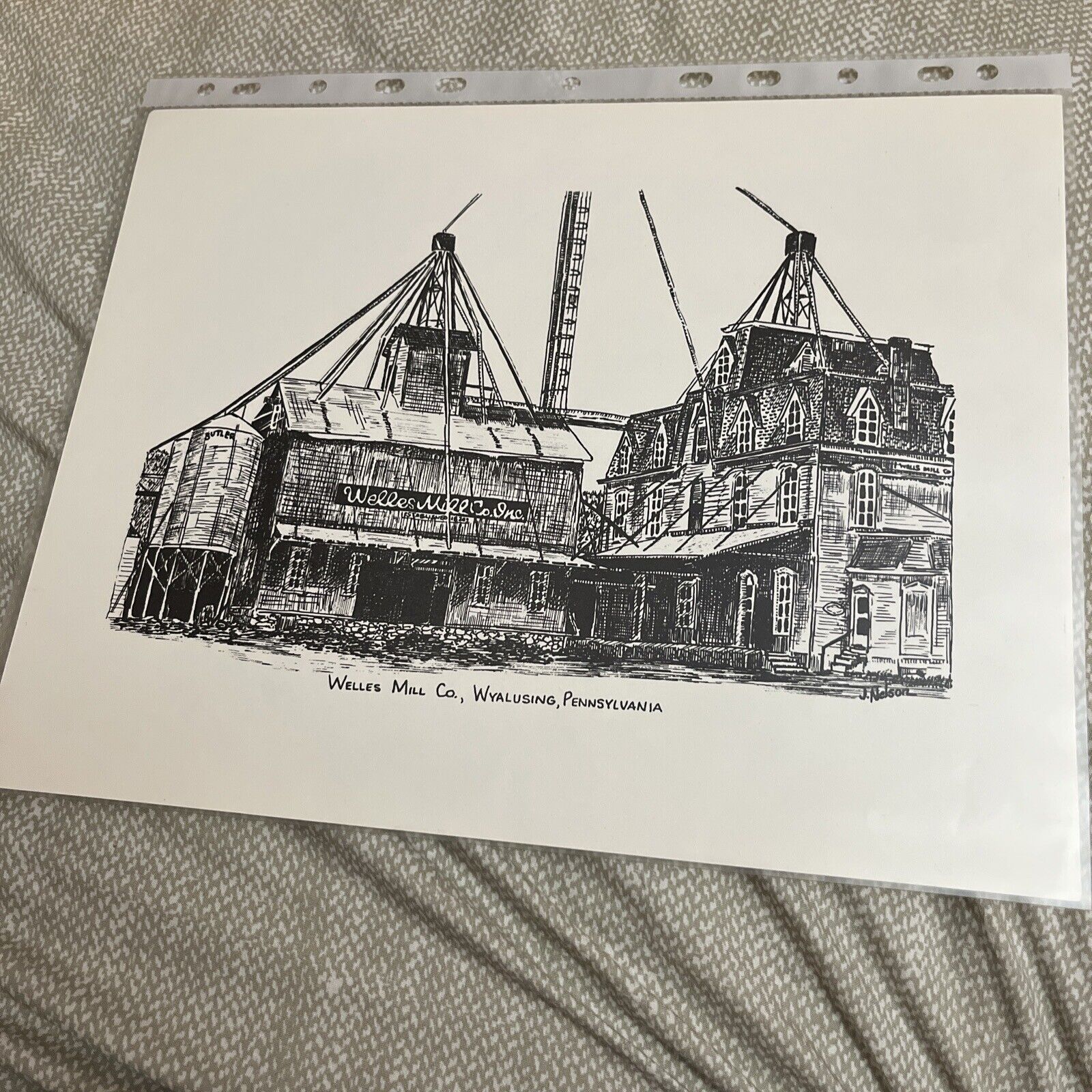 Vintage Joan Nelson Print: Welles Mill Company Wyalusing PA Pennsylvania