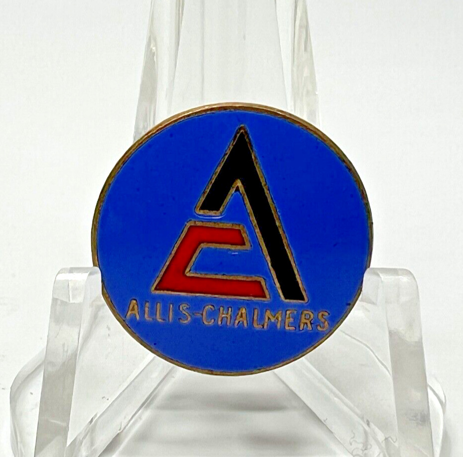 Vintage Allis Chalmers Tractors Logo Button Hole Badge Pin Brass Enamel