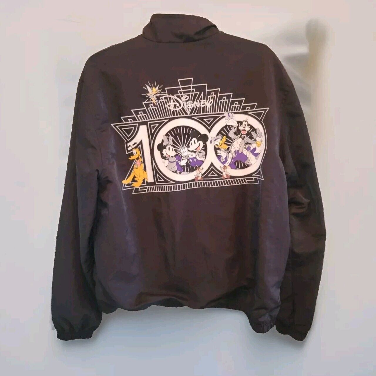 Disney 100th Anniversary Mickey & Friends Windbreaker Black Jacket Size Medium
