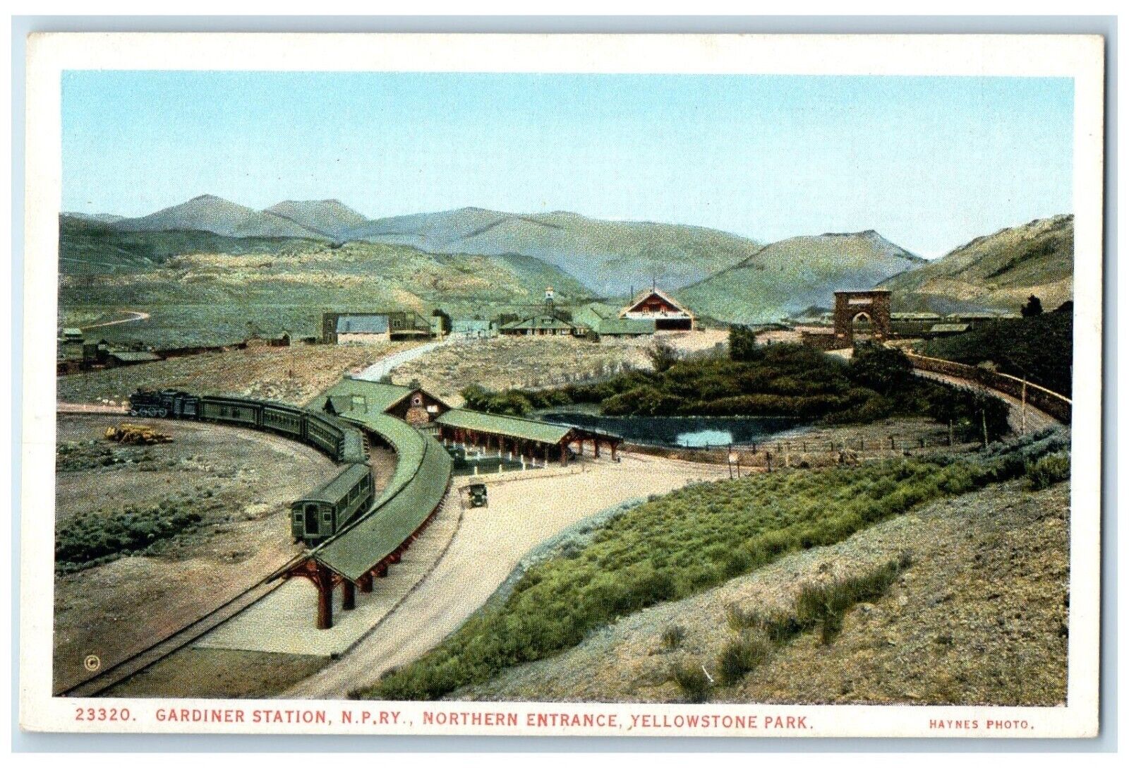 c1920 Gardiner Station Northern Entrance Rail Yellowstone Park Wyoming Postcard