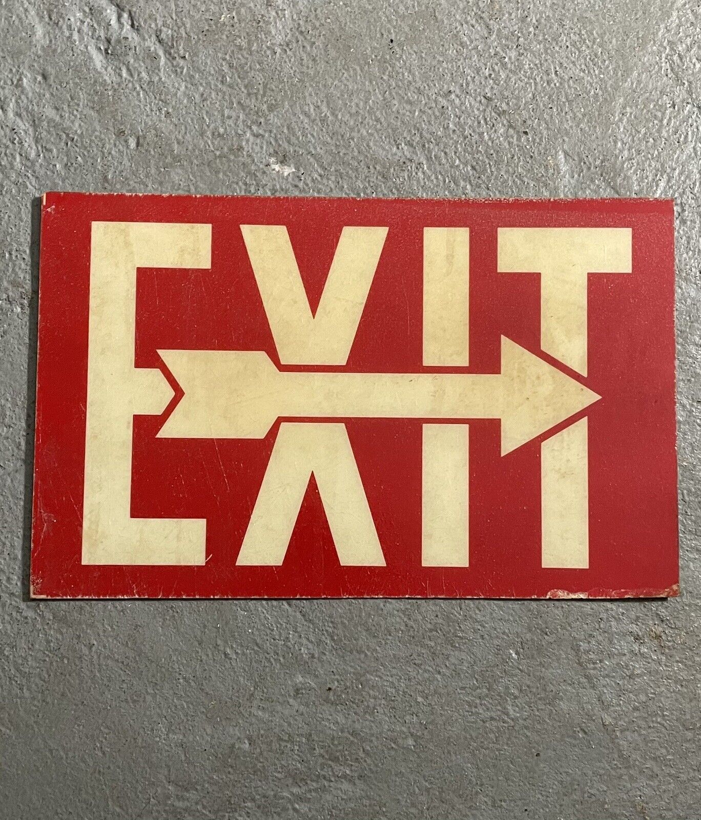 Vintage Exit Sign With Right Arrow Red Fiberglass Industrial Exit Arrow Sign