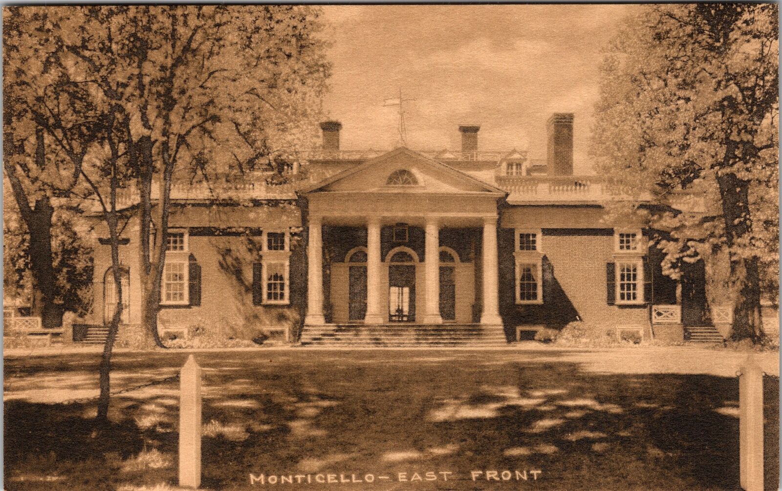 Charlottesville VA-Virginia, Monticello, East Front, Vintage Postcard