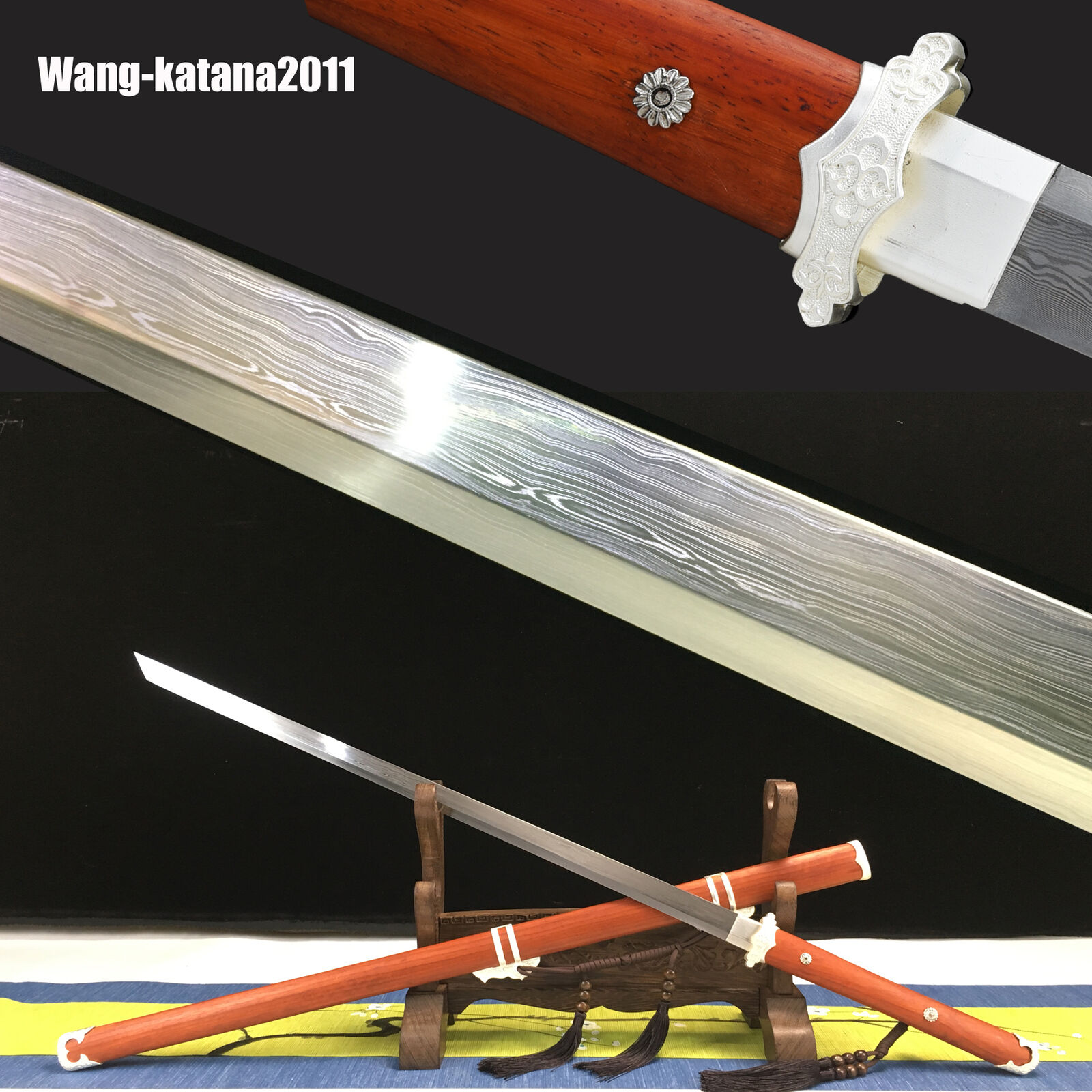 103CM Chinese Tang Dynasty Folded Steel Dao Katakirihadukuri Redwood Sharp Sword