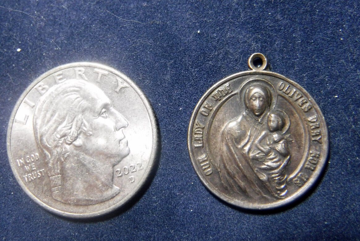 Our Lady of The Olives Vintage Sterling Silver Scapular Medal