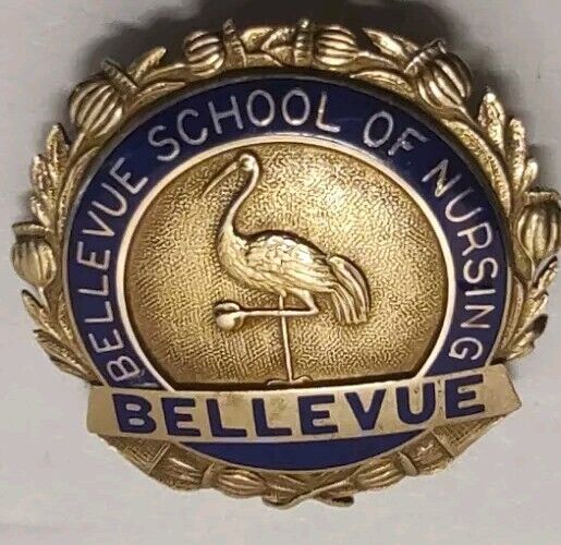 Vintage 10K Yellow Gold Bellevue School Of  Nursing Rare 1920's Lapel Pin