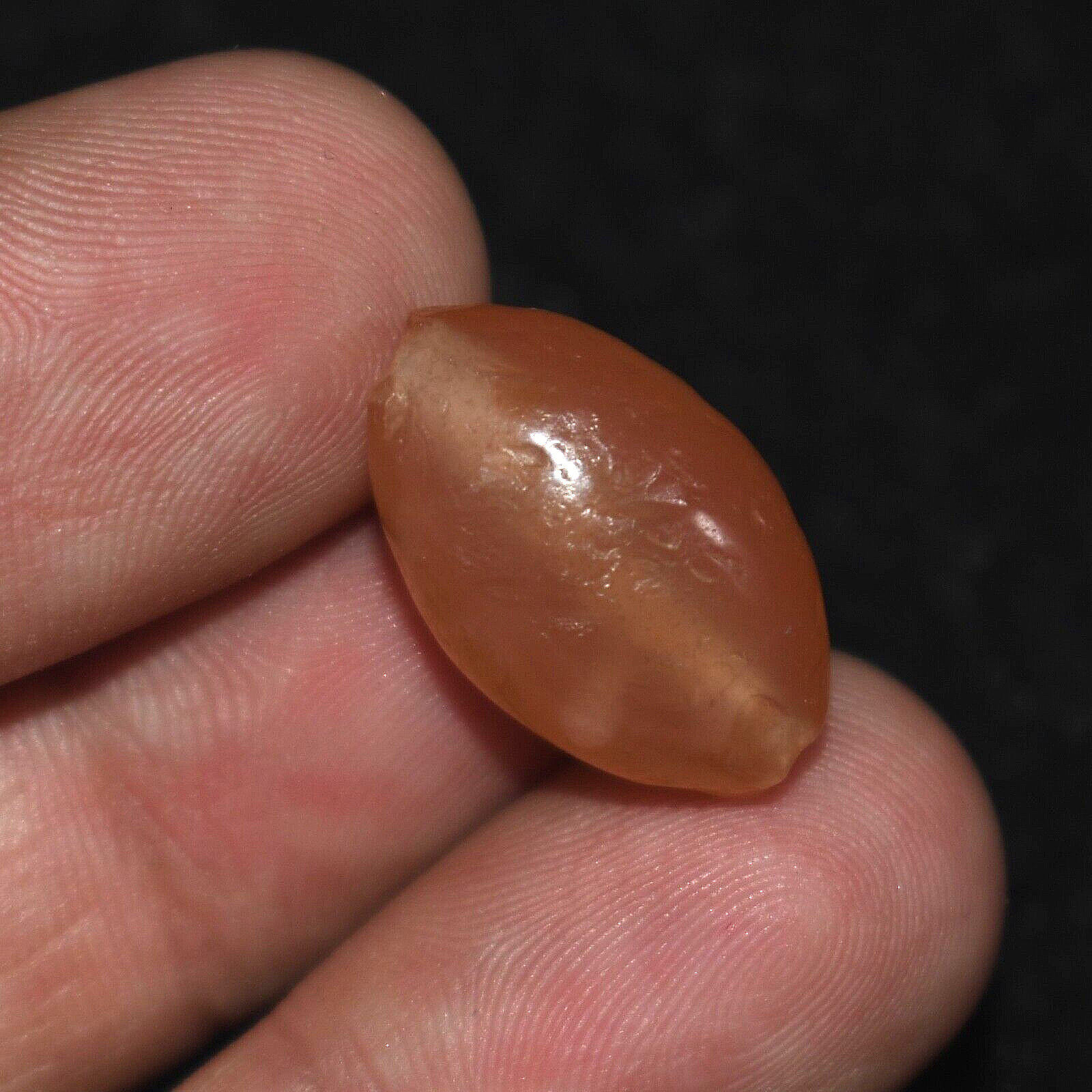 Genuine Ancient Honey Yellow Banded Agate Bead with Blood Dots in Good Condition