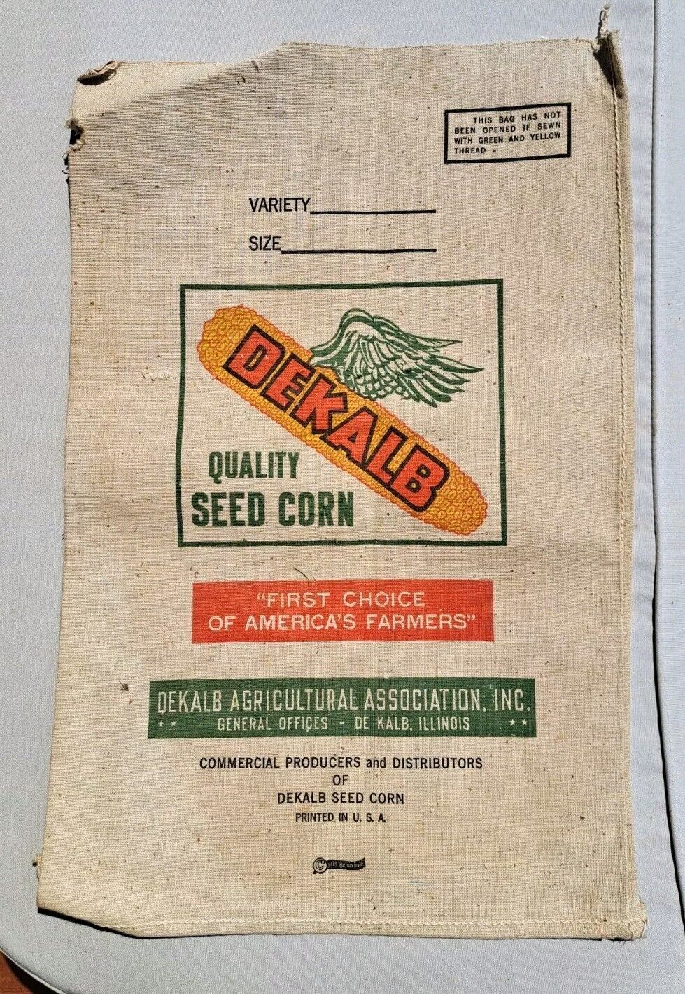 Vintage Dekalb Corn Seed Bag
