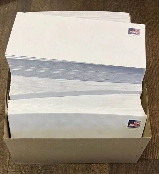 Full Box of 500 Brand New #10 Pre Forever Stamped Peel & Seal Envelopes Mail
