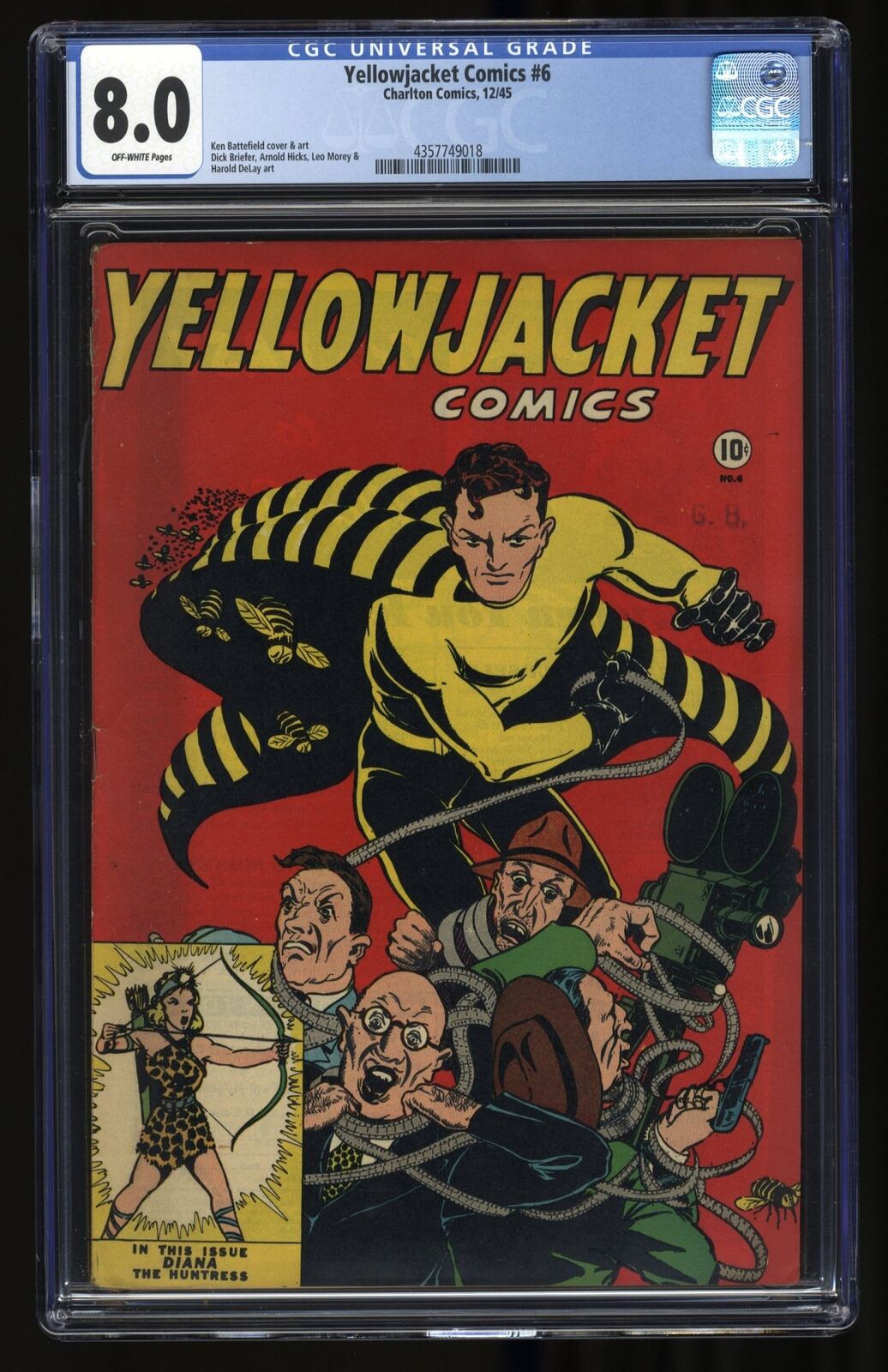 Yellowjacket Comics #6 CGC VF 8.0 Golden Age Superhero Ken Battefield Cover