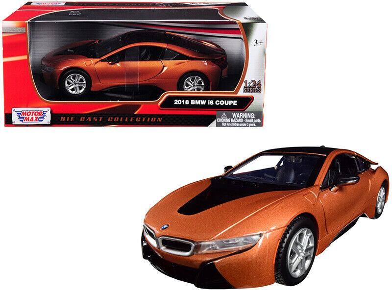 2018 BMW i8 Coupe Metallic Orange with Black Top 1/24 Diecast Model Car by