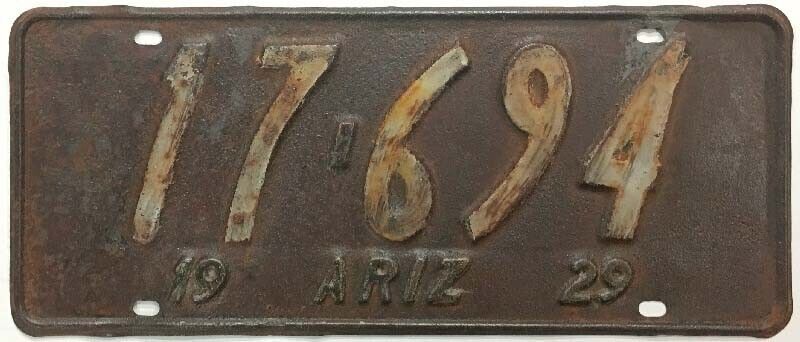 Arizona 1929 License Plate 17-694