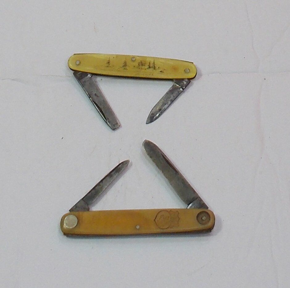 2 Small Vintage Advertising Pocket Knives 