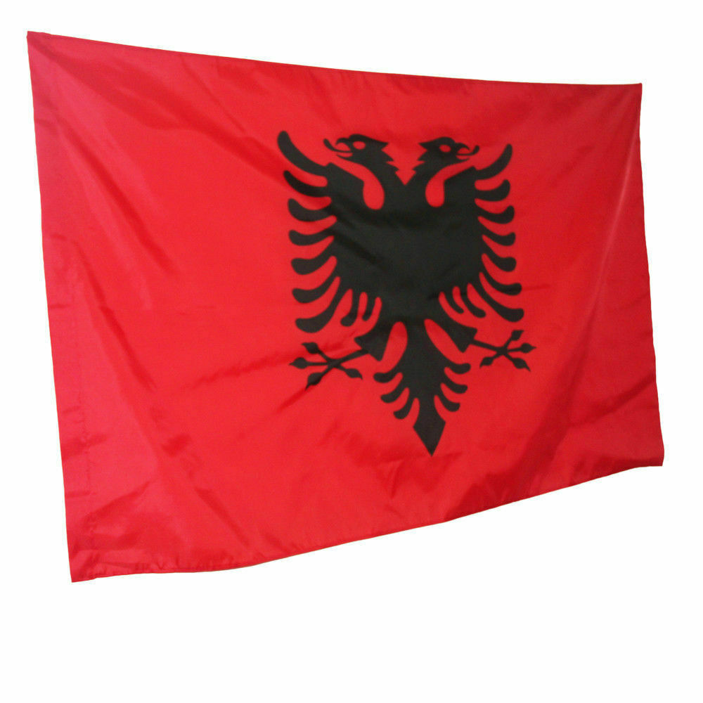 NEW ALBANIAN FLAG-NATIONAL-NEW ALBANIA BANNER-59 CM X 39 CM-DOUBLE HEADED EAGLE
