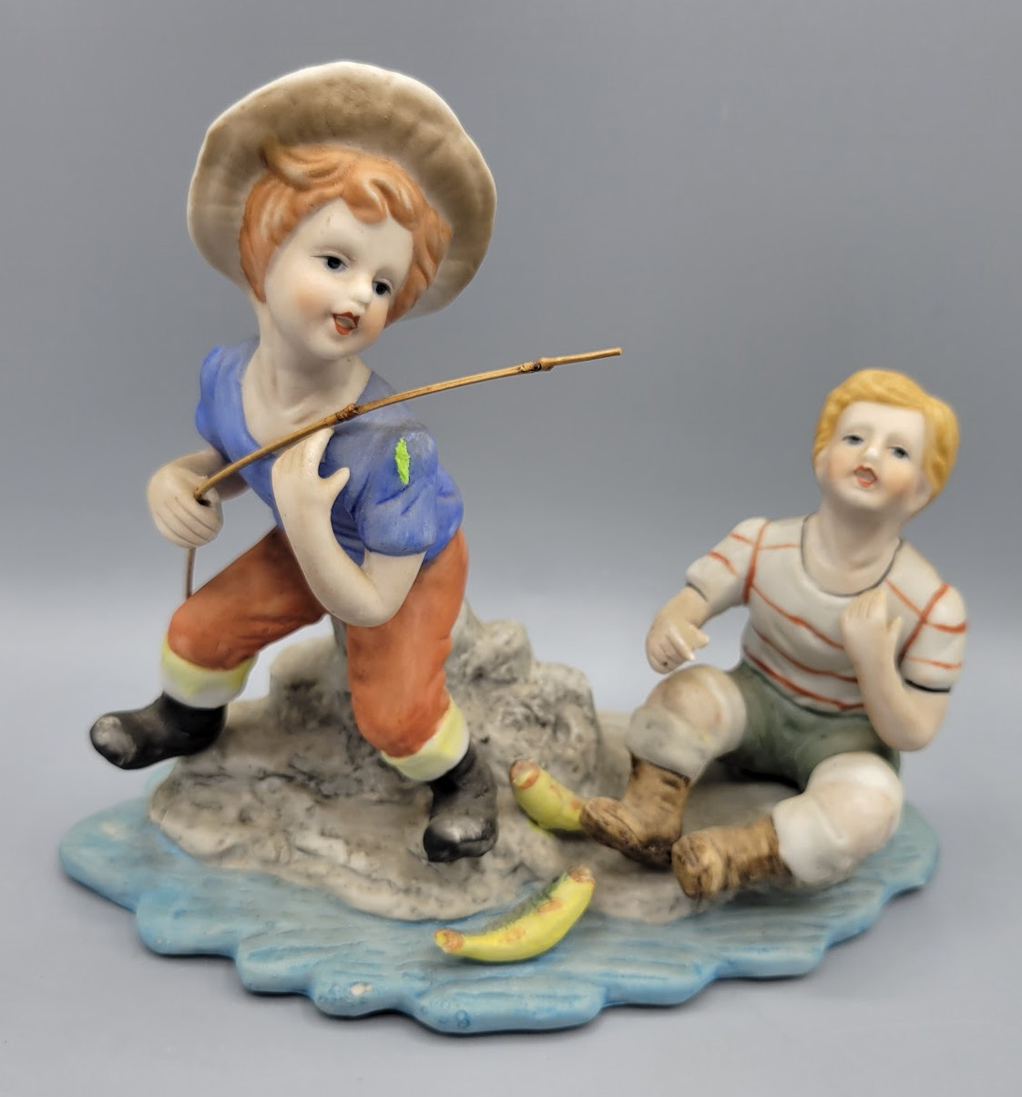 Vintage Porcelain Figurine of Two Little Boys Going Fishing Price Imports