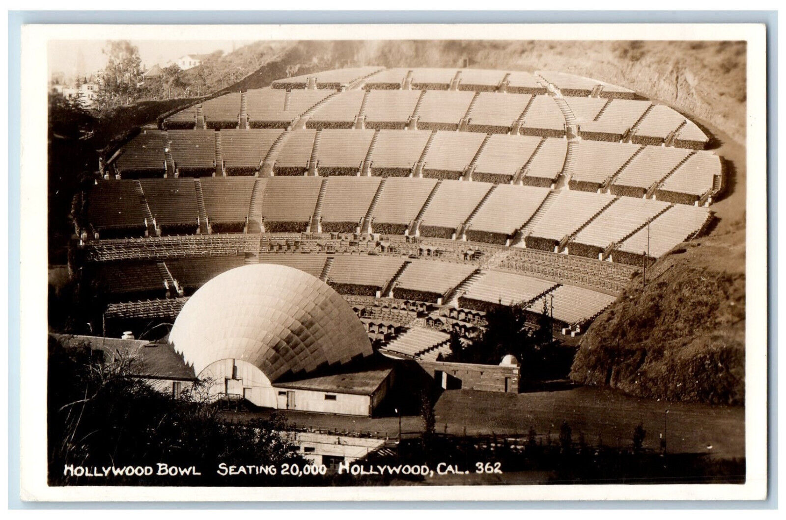 Hollywood California CA Postcard Hollywood Bowl c1930\'s Vintage RPPC Photo