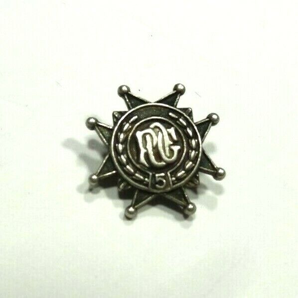 VINTAGE 1950\'S MASONIC POG PROVINCIAL OLD GUARD LAPEL PIN 5 YEAR STERLING SILVER