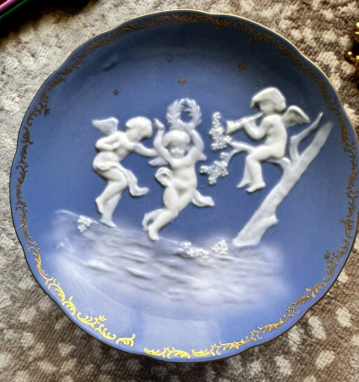 Antique vintage Pate Sur ARTISTIQUE DE LIMOGES PORCELAIN Pedestal Cherub Angels