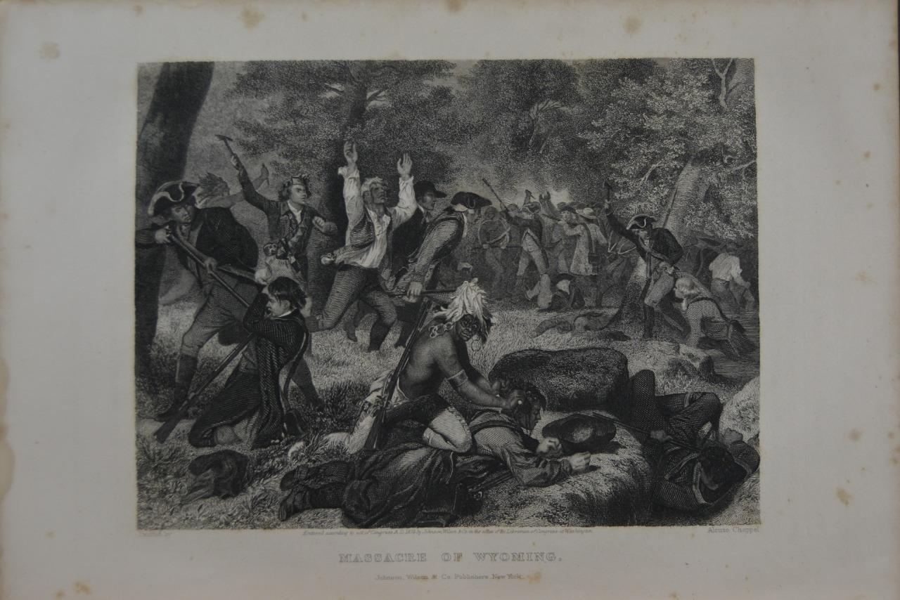 Antique Revolutionary War Massacre of Wyoming Original 1870's Engraving Art