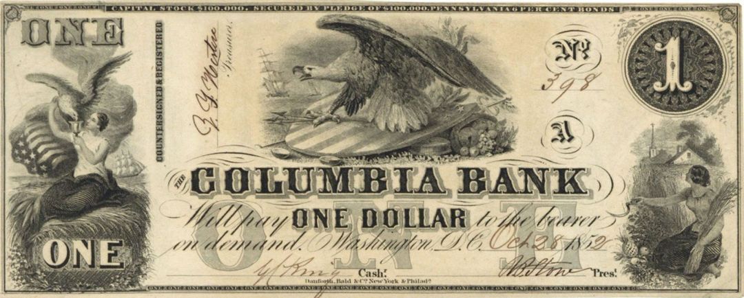 Columbia Bank $1 - Obsolete Notes - Paper Money - US - Obsolete