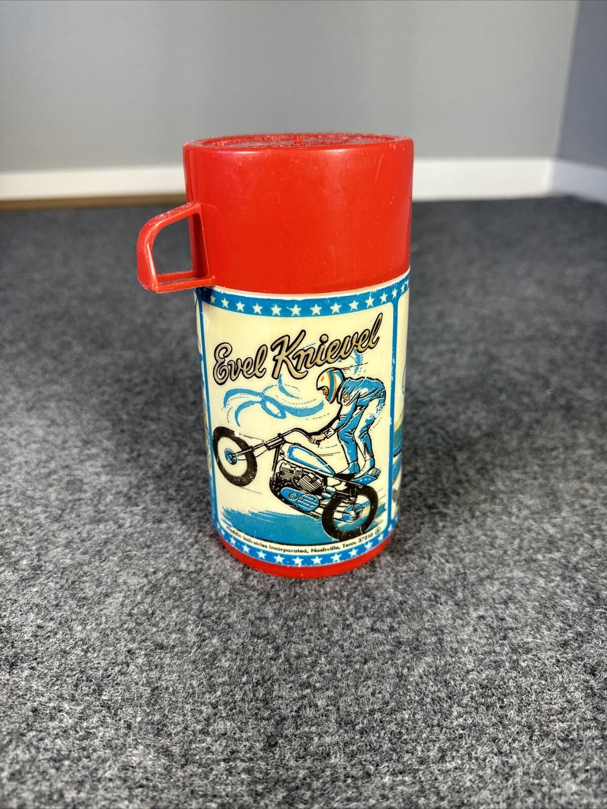 Evel Knievel Aladdin Industries Thermo Bottle Cup 1970s USED