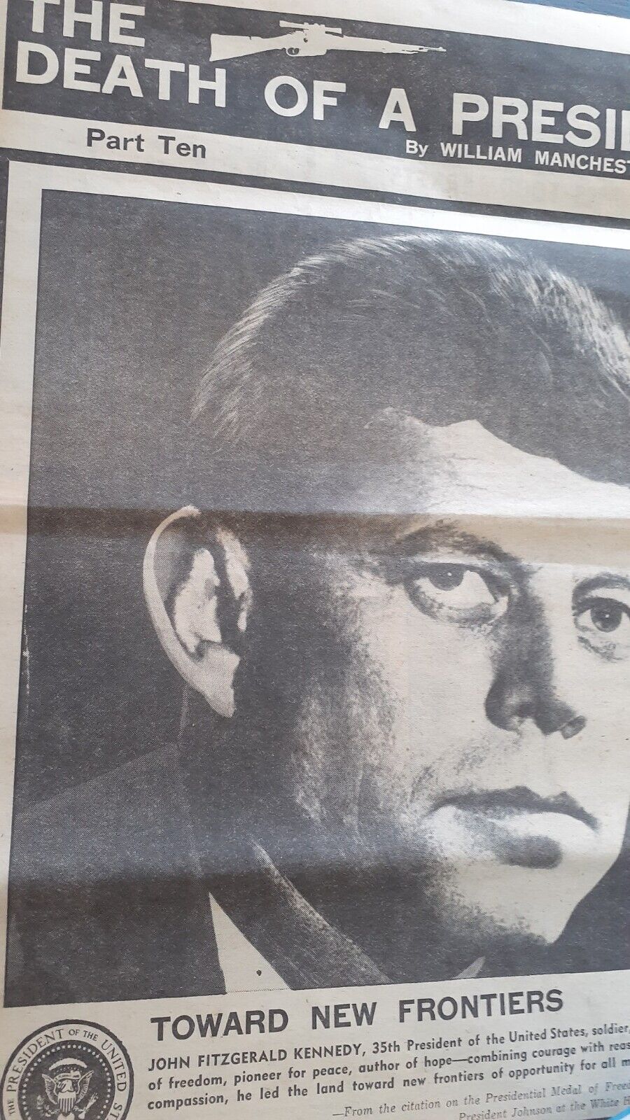  Vintage PRESIDENT KENNEDY - SPECIAL EDITION THE SUN NEWSPAPER 16 FEB 1967
