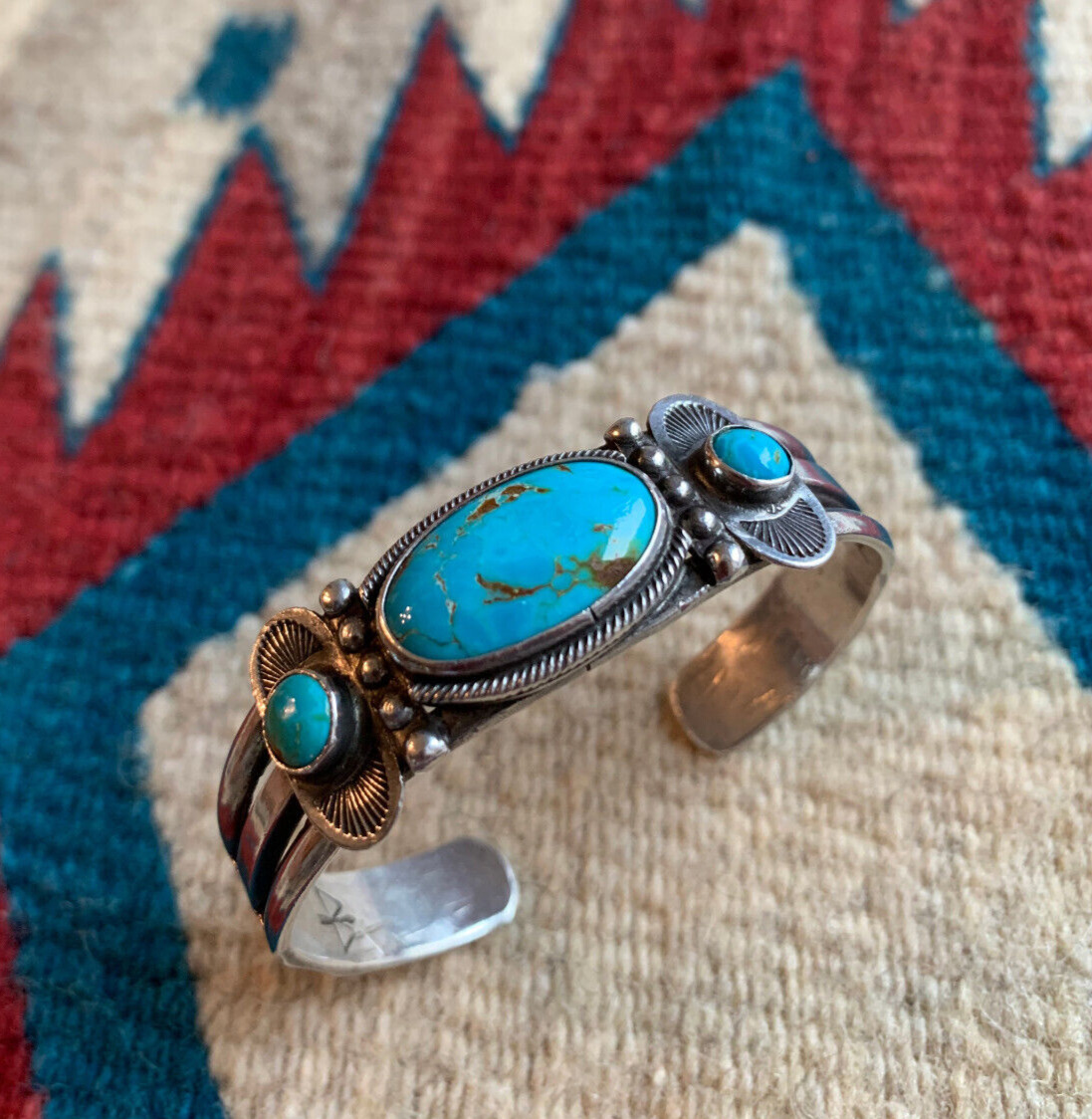 OUTSTANDING Turquoise Bracelet by Navajo Artist IKE WILSON c. 1930