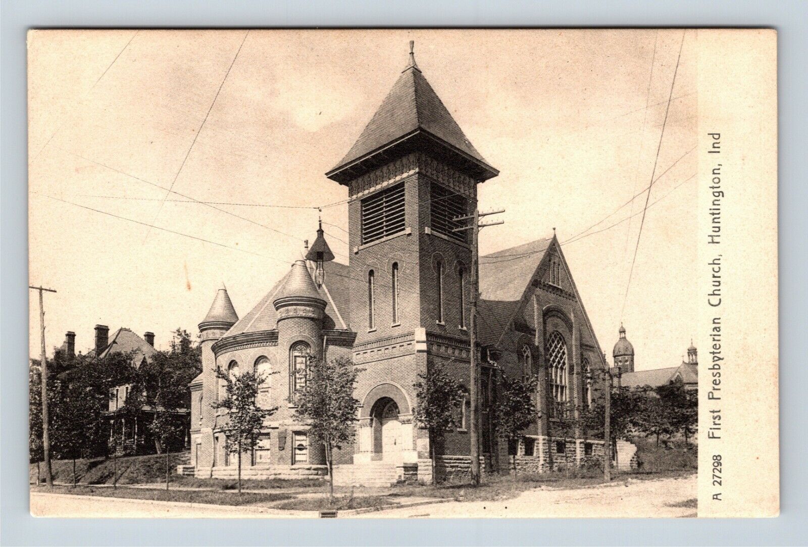 Huntington IN, First Presbyterian Church, Arches, Indiana Vintage Postcard