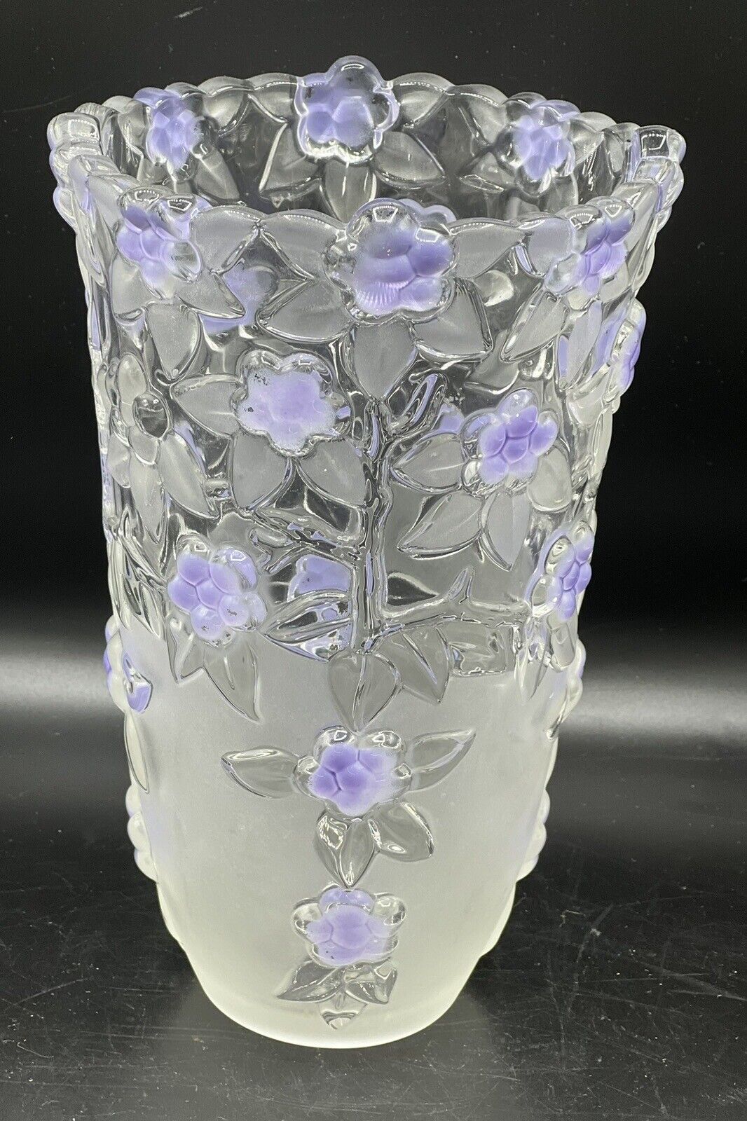 mikasa lavender fields partial frosted flower vase #530B3