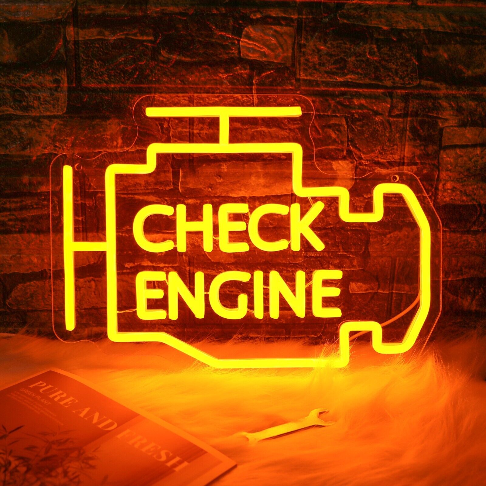 Check Engine Neon LED Light Sign, LED Neon Sign for Garage Decor