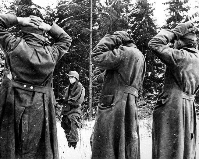 US Soldiers take German POWs during Battle of the Bulge 8x10 WWII WW2 Photo 909a